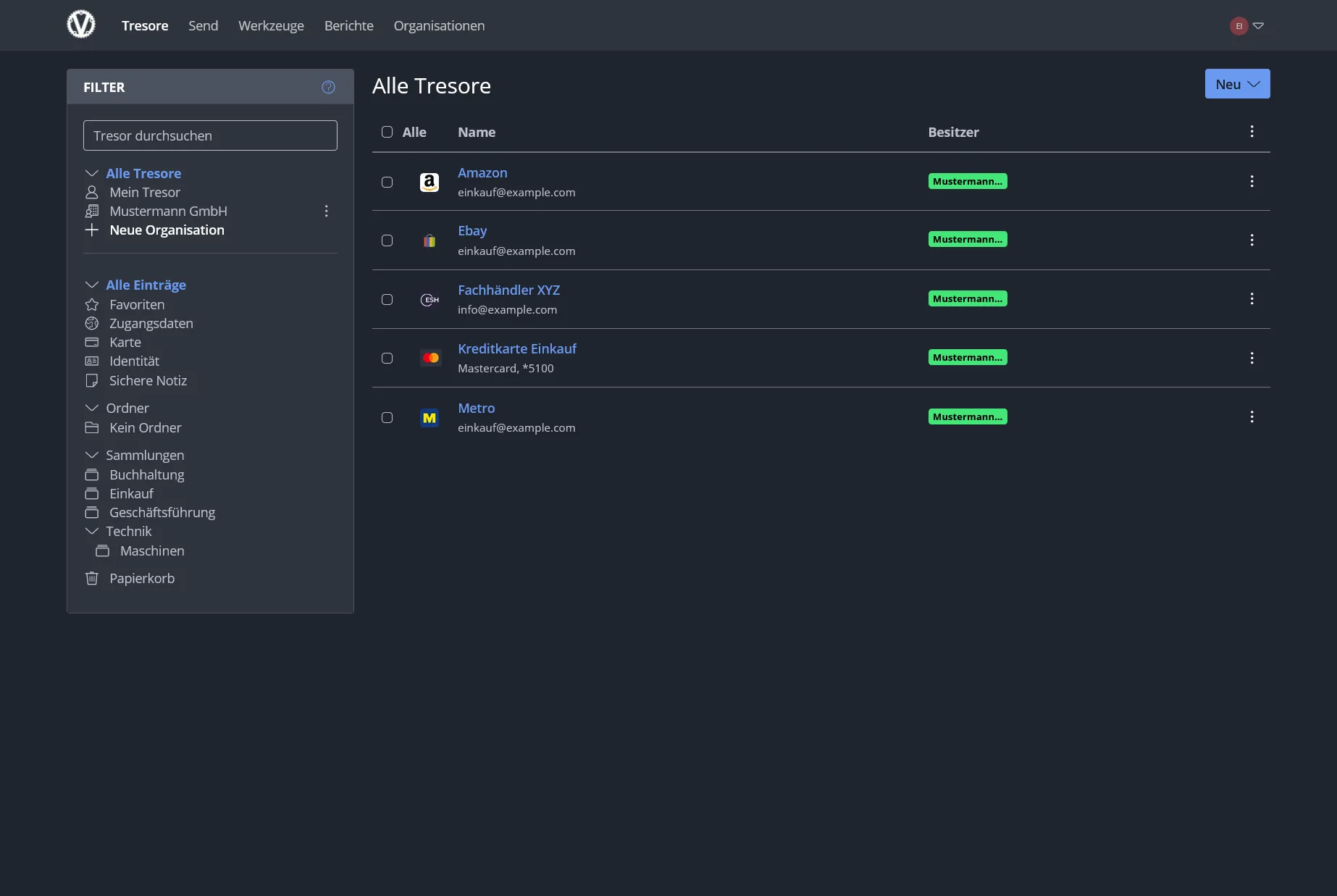 Dashboard mockup